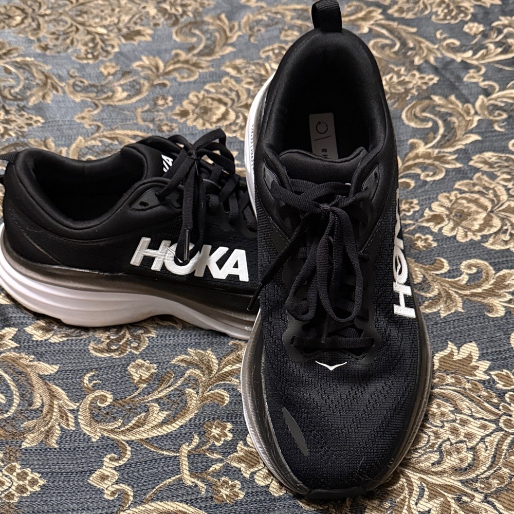 Hoka Black and White Women's Athletic Running Shoes